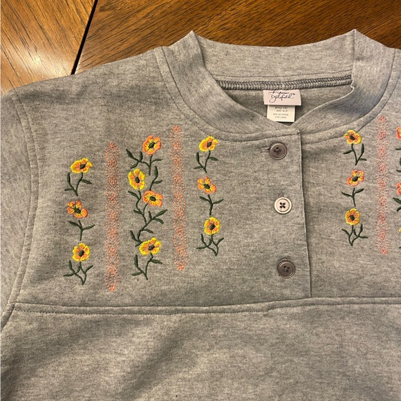 EMBROIDERED FLORAL GREY SWEATER 
BY ADRIAN DALAFIELD XL - Picture 5 of 6